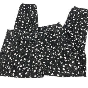 Lane Bryant Black Skinny Jeans Denim Daisy Floral Print Cotton Blend Womens 16